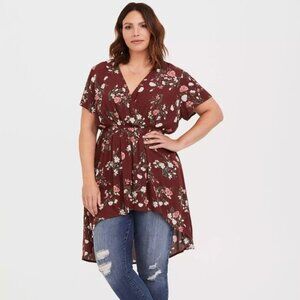 Torrid Babydoll Gauze Surplice Tunic Top